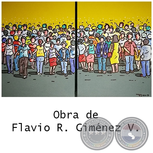 Gente saliendo del trabajo - Díptico de Flavio Giménez